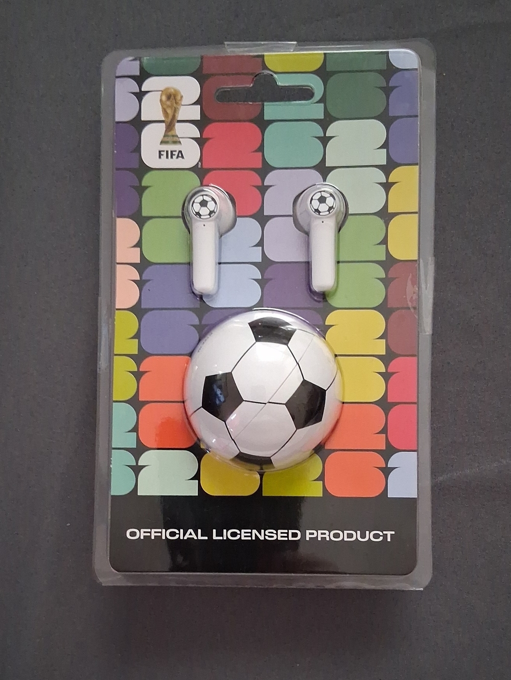 FIFA White and Black Soccer Ball Wireless Earbuds with Charging Case NWT